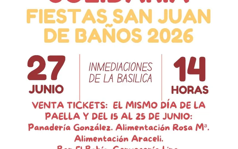 Venta de Baños celebra la Paella Solidaria de San Juan 2026