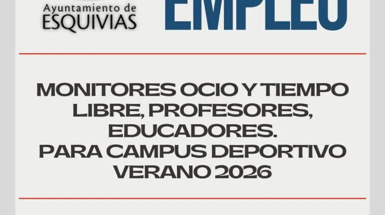Esquivias abre bolsa de empleo para el Campus Deportivo de Verano 2026