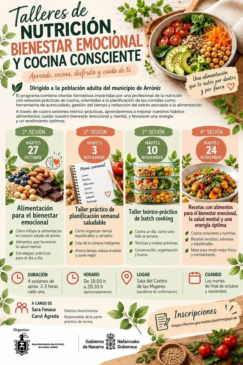 Arróniz fomenta el bienestar con talleres de nutrición y cocina consciente