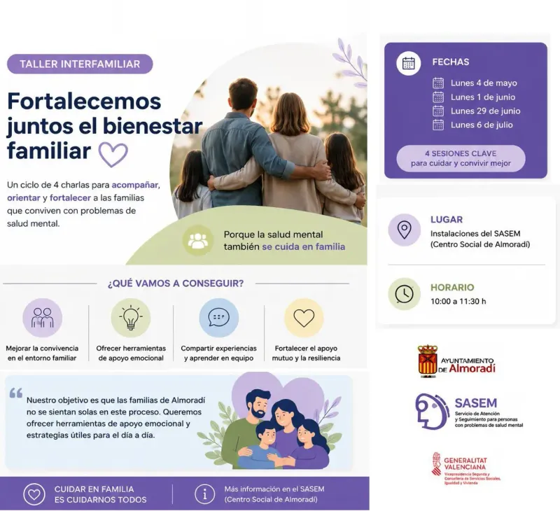 Almoradí lanza un taller para fortalecer a las familias con enfermos mentales