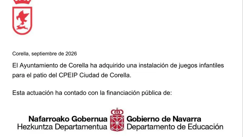 Corella renueva su patio infantil con 15.000 euros en nuevos juegos