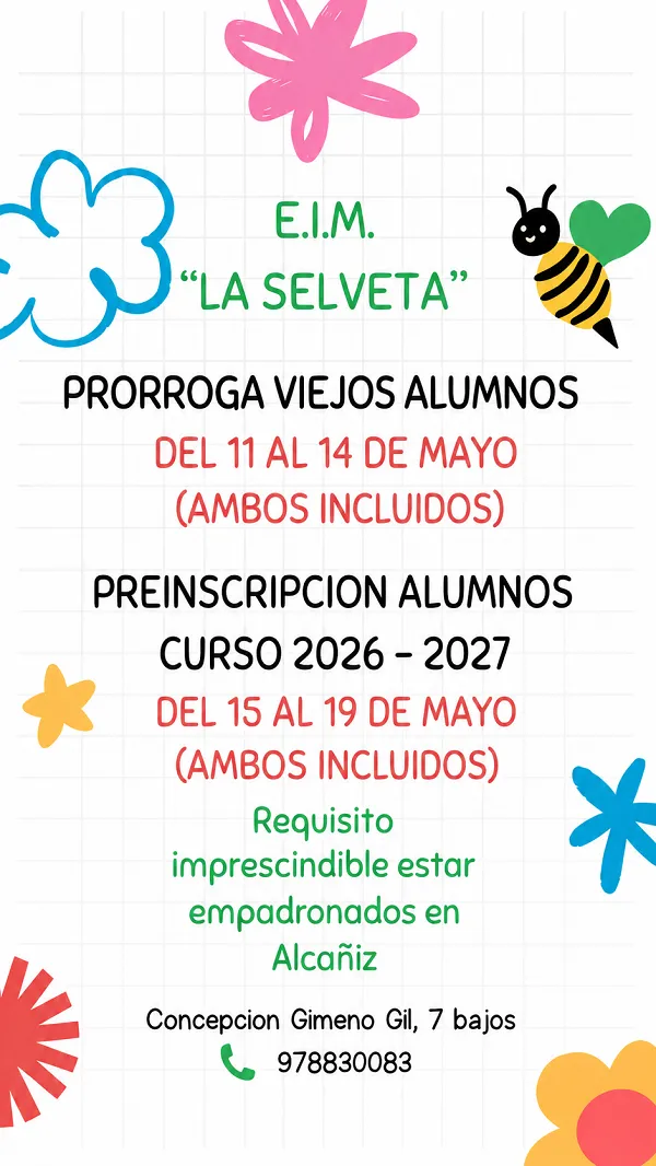 Alcañiz abre el plazo para la admisión de alumnos en la Escuela Infantil Municipal 'La Selveta'