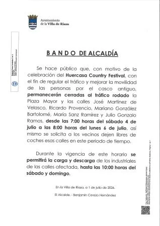 Cortes de tráfico en Riaza por el Huercasa Country Festival este fin de semana