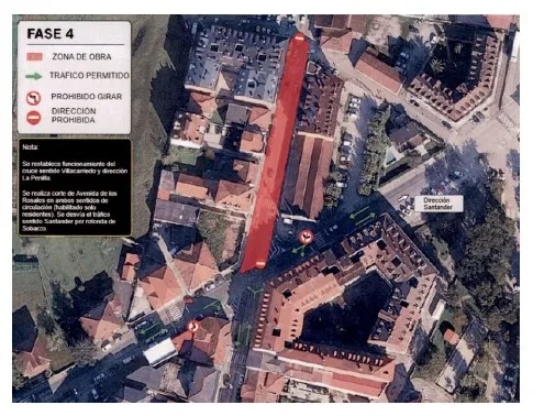 Cortes de tráfico en Santa María de Cayón por obras: desvío por la rotonda de Sobarzo