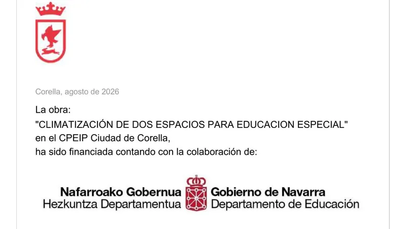 Corella recibe 12.500 euros para climatizar aulas de educación especial