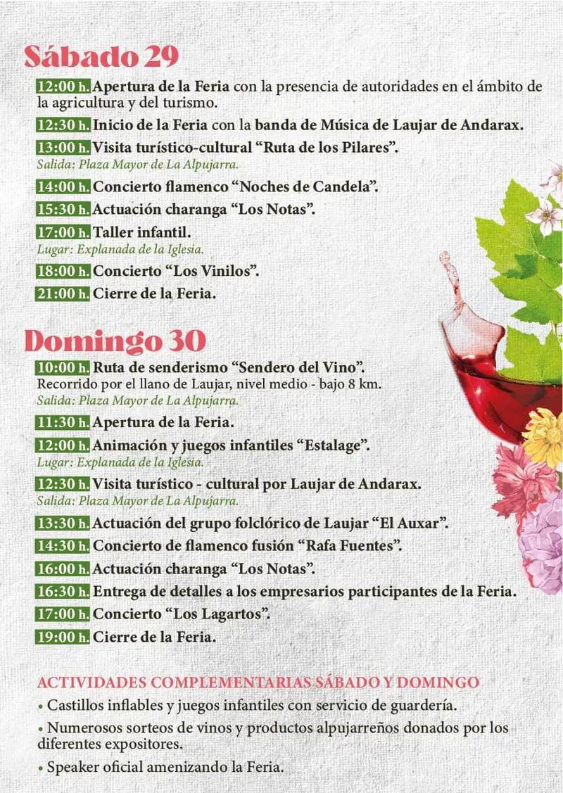 Láujar de Andarax celebra su XVI Feria del Vino con un programa de actividades