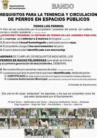 Sanchonuño recuerda la normativa sobre tenencia de perros y conducta cívica