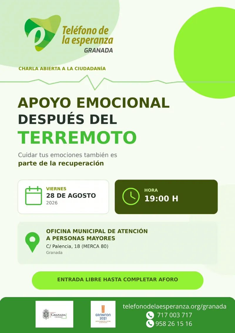 Granada ofrece apoyo emocional y asesoramiento jurídico tras los terremotos
