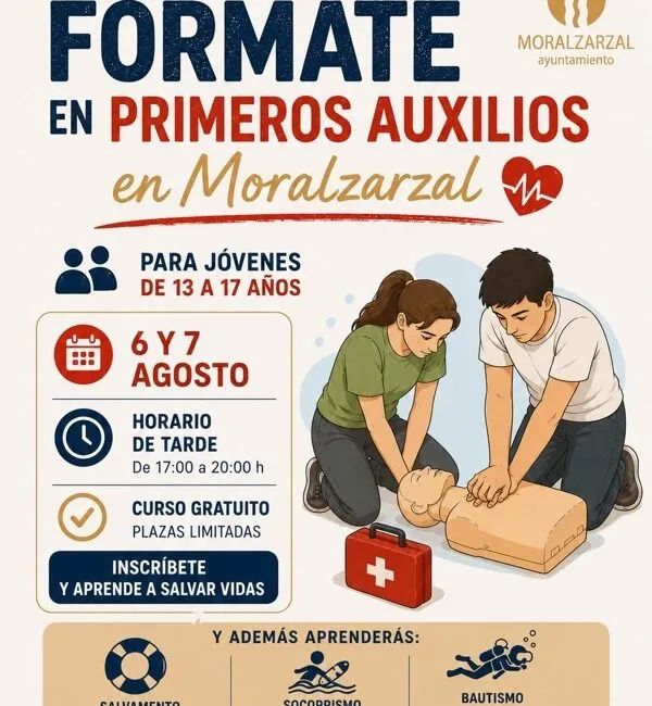 Moralzarzal abre inscripciones para taller gratuito de primeros auxilios y socorrismo para jóvenes