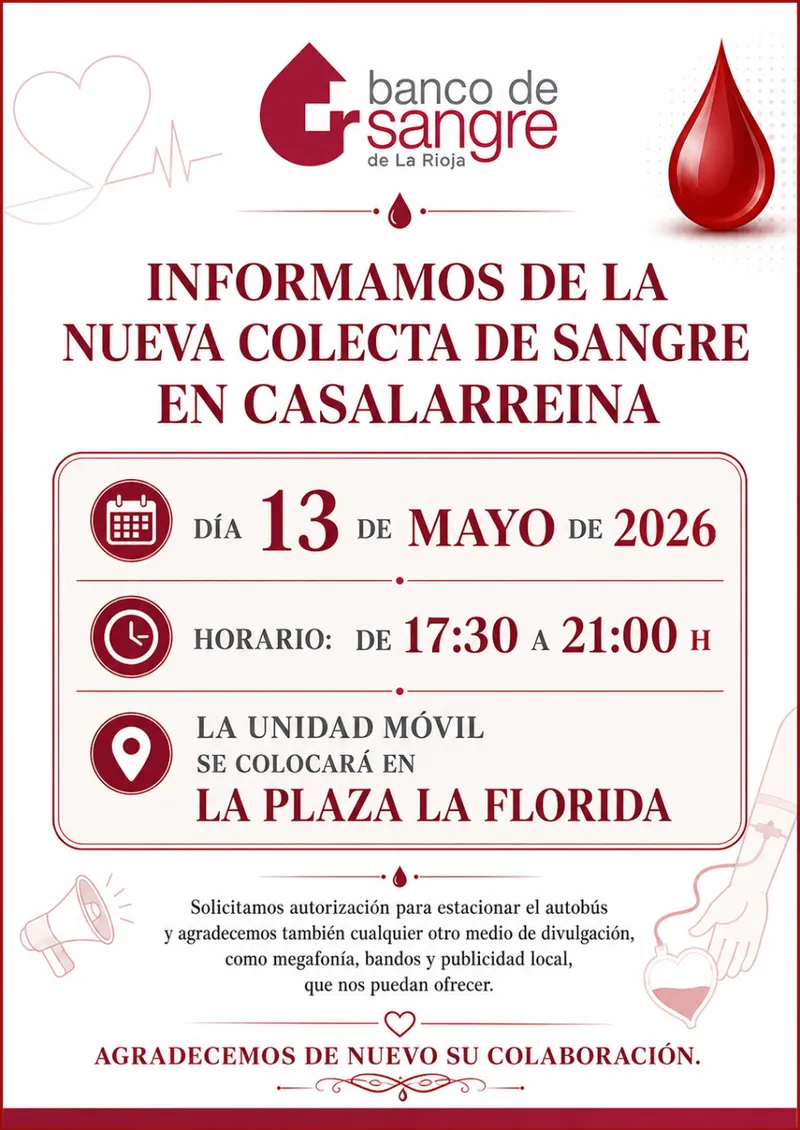Casalarreina organiza una colecta de sangre el 13 de mayo