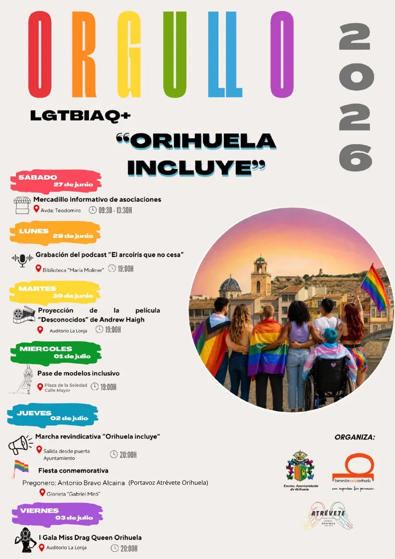 Orihuela celebra el Orgullo LGTBIQA+ con el plan 'Orihuela Incluye'