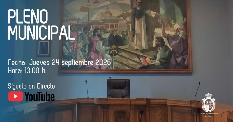 Caspe convoca pleno ordinario para el 24 de septiembre con festivos locales y mociones de seguridad