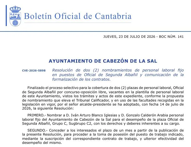 Cabezón de la Sal aprueba los padrones de servicios sociales de junio y abre el cobro voluntario