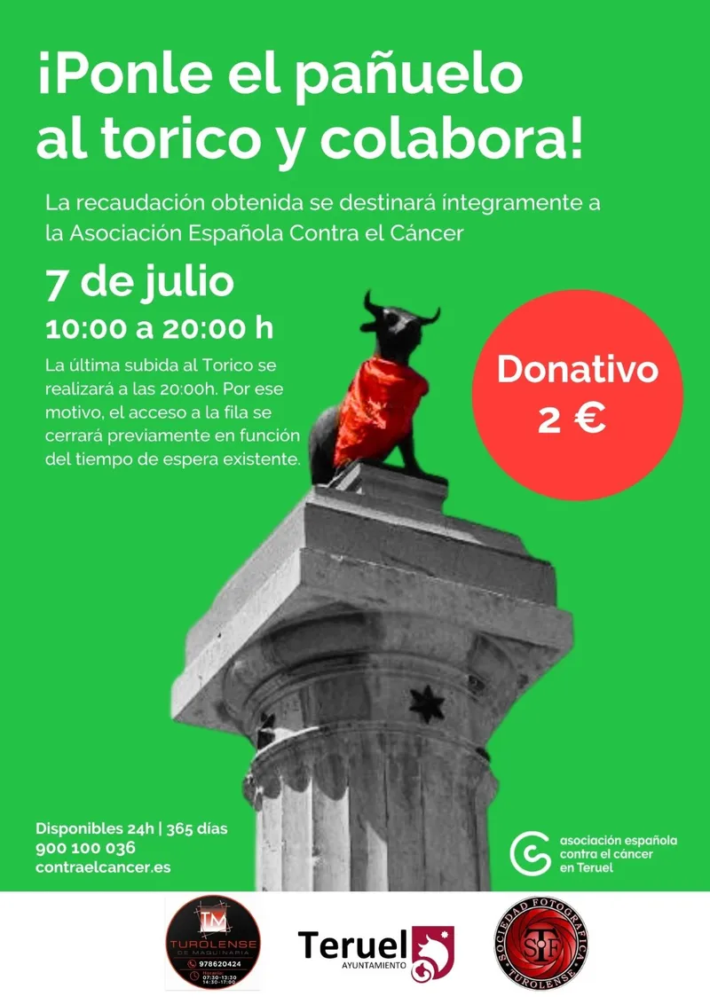 Teruel se une contra el cáncer con la iniciativa 'Ponle el pañuelo al torico'