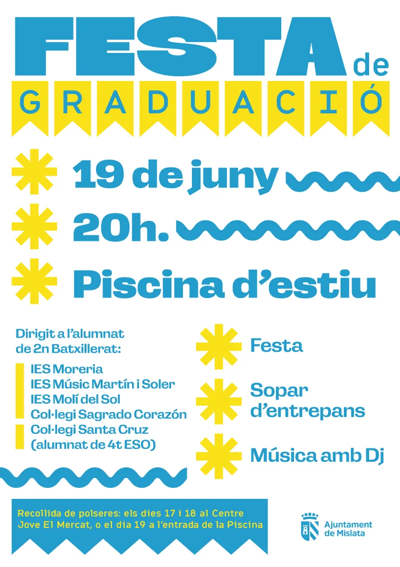 Mislata organiza una fiesta de graduación para estudiantes de bachillerato en la Piscina de Verano