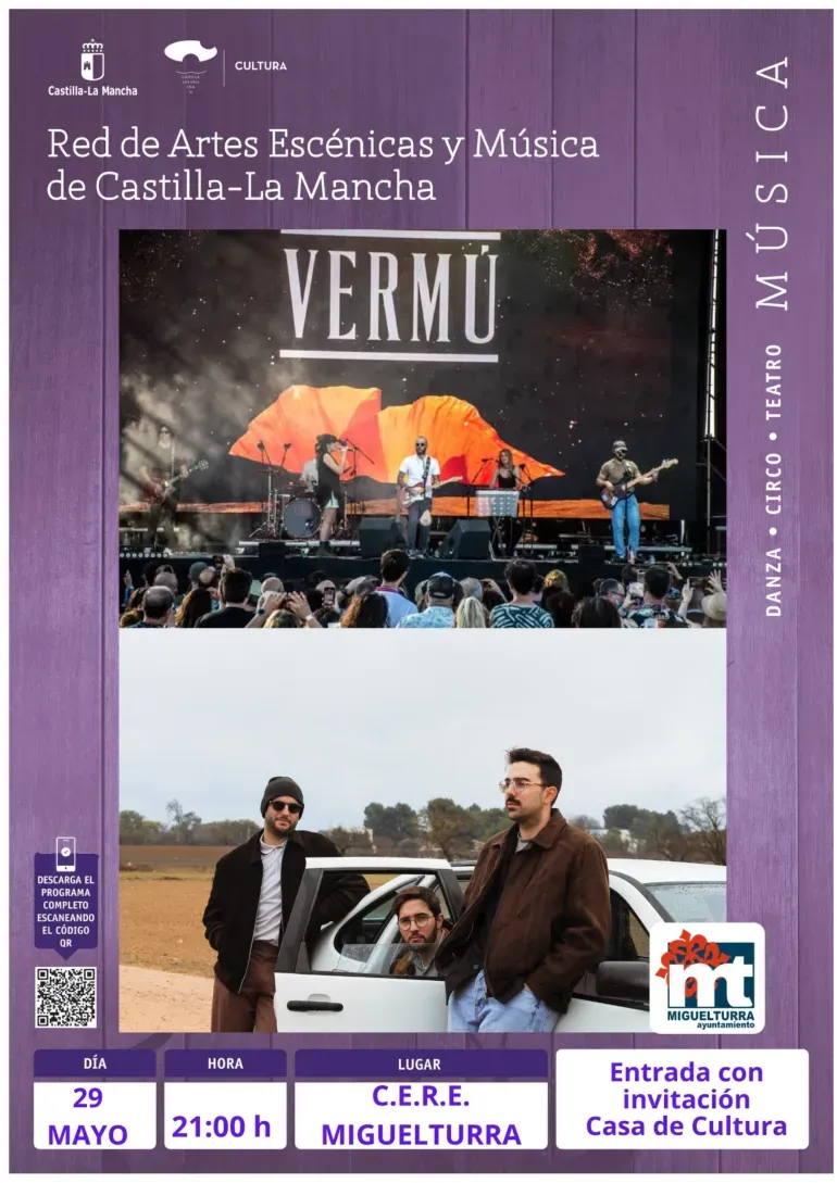 El grupo Vermú actuará gratis en Miguelturra con entrada libre