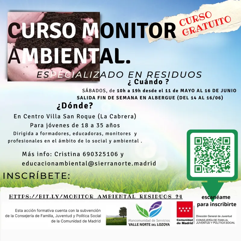 Curso gratuito de Monitor Ambiental especializado en Residuos en La Cabrera