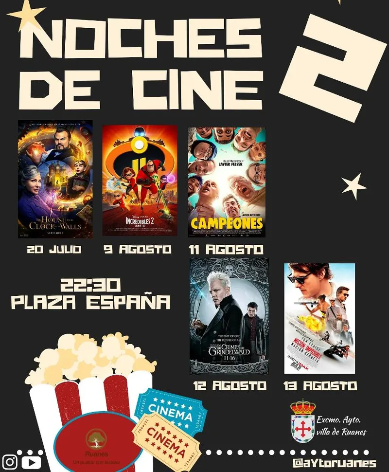 Ruanes proyectará cine de verano en la plaza durante julio
