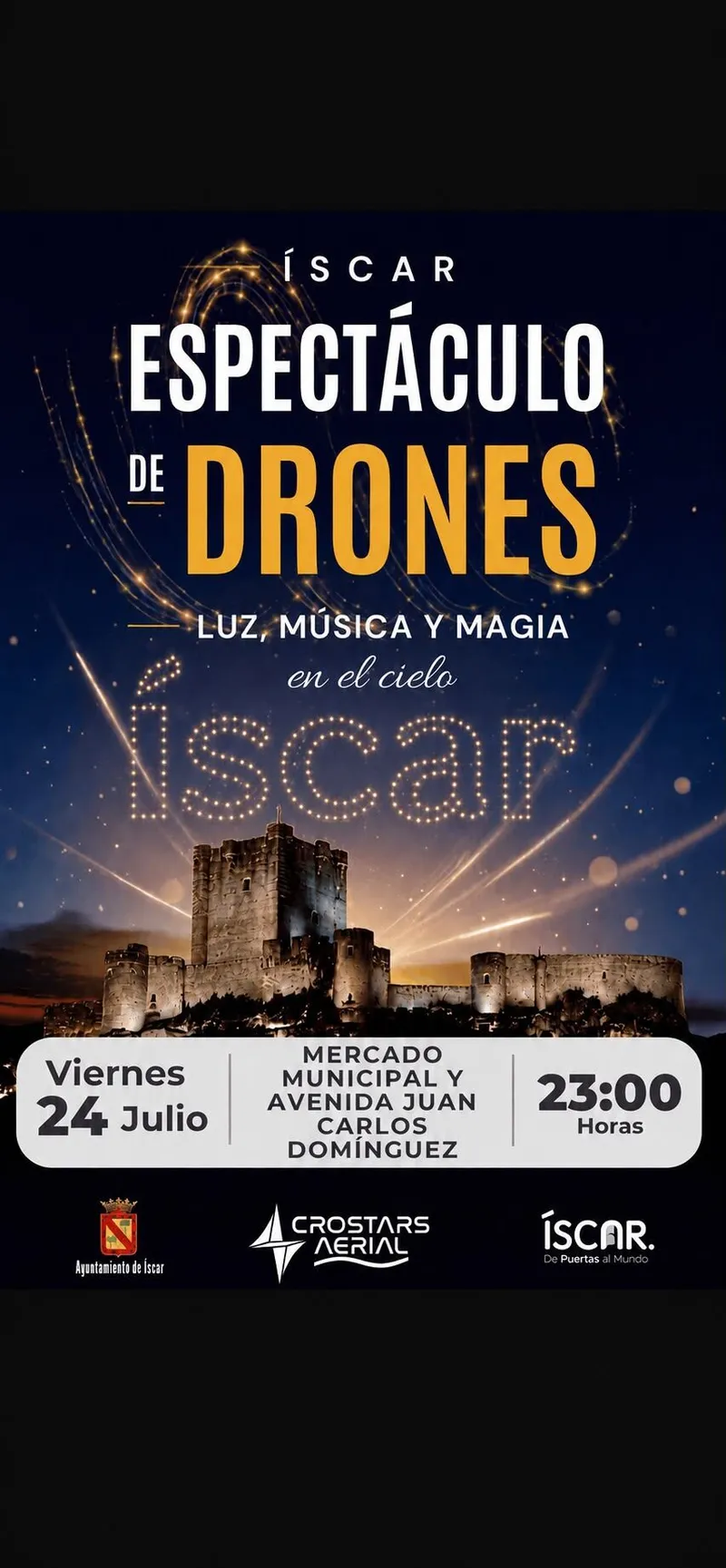 Íscar ilumina la noche con un espectáculo de drones el 24 de julio