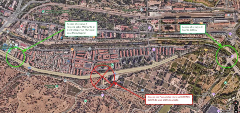 Cierran paso peatonal entre Casa de Campo y Colonia Manzanares por obras hasta finales de agosto