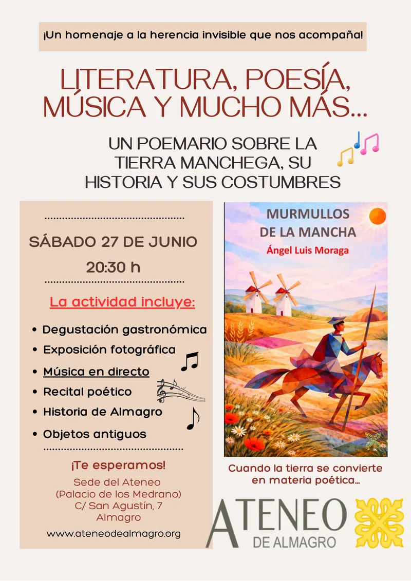 Ángel Luis Moraga presenta "Murmullos de la Mancha" en Almagro