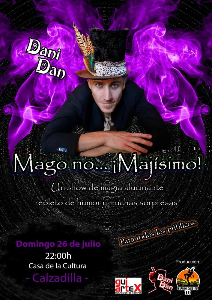 El mago Dani Dan llega a Calzadilla con un espectáculo de magia y humor
