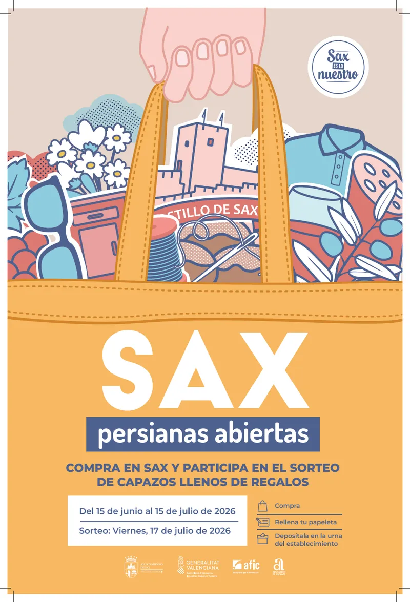 Sax premia las compras locales con un sorteo de productos de la zona este verano