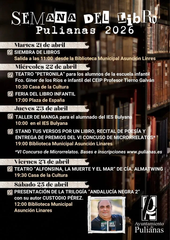 Pulianas celebra la Semana del Libro con un escritor superventas y actividades para todas las edades