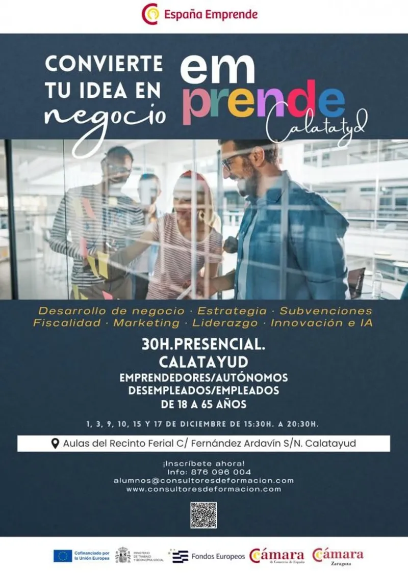 Calatayud lanza un curso gratuito para emprendedores con la Cámara de Comercio