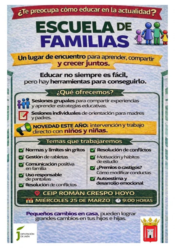 Castellar recibe subvención provincial para su Escuela de Familias
