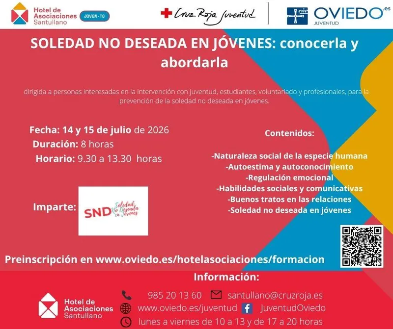 Oviedo ofrece formación gratuita para prevenir la soledad no deseada en jóvenes