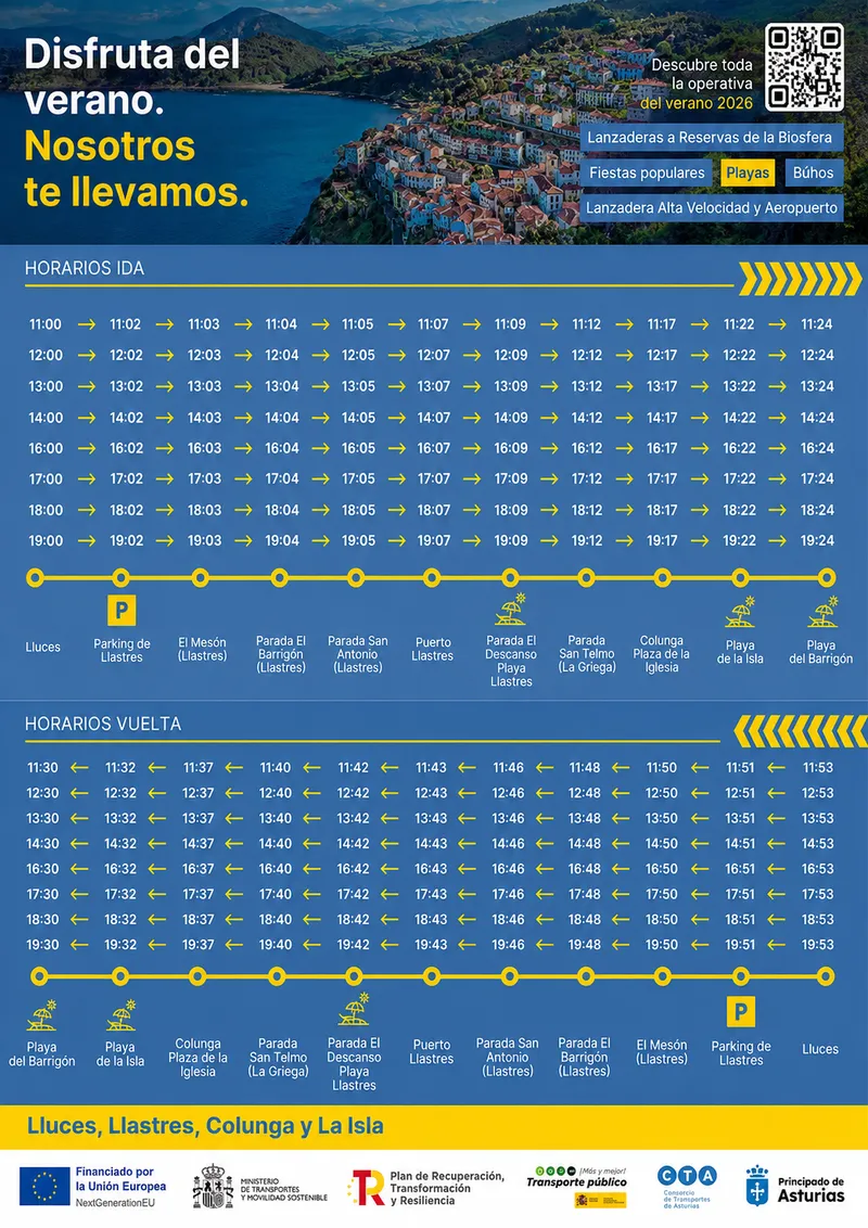 Vuelve la lanzadera turística Lluces-Llastres-Colunga-La Isla este verano