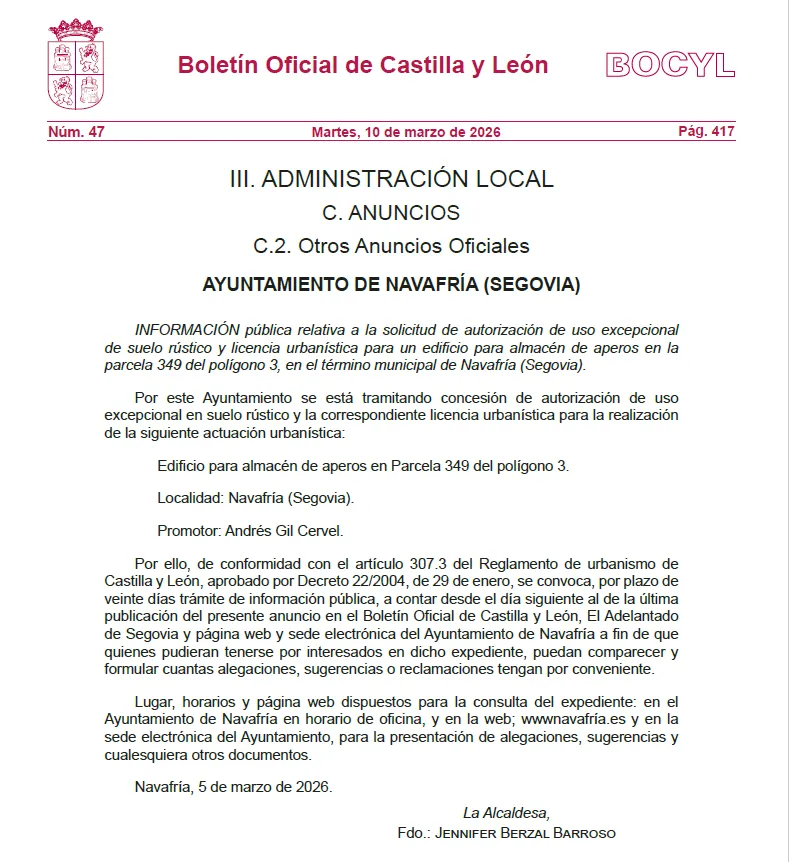 Navafría publica información sobre la aprobación inicial de la Cuenta General 2023