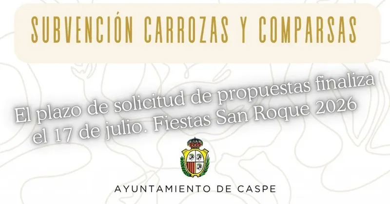 Caspe abre el plazo para carrozas y comparsas de las Fiestas Patronales de San Roque 2026