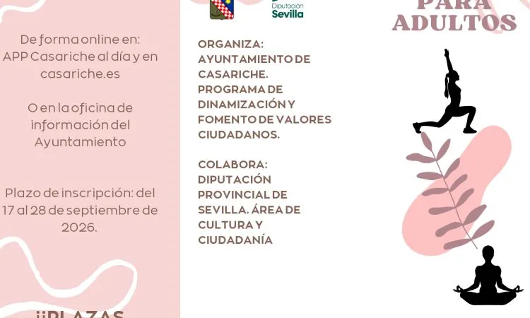 Casariche abre inscripciones para talleres de Pilates, Cocina y Yoga para adultos