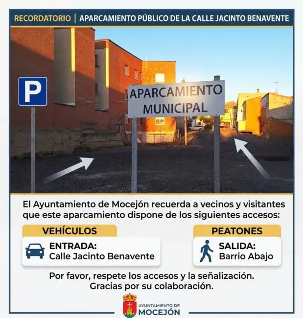 Mocejón recuerda los accesos al aparcamiento público de la calle Jacinto Benavente