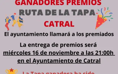 Catral anuncia los ganadores de la Ruta de la Tapa y convoca la entrega de premios