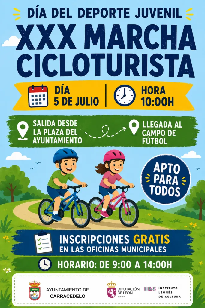 Carracedelo celebra la XXX Marcha Cicloturista del Día de la Bici el 5 de julio