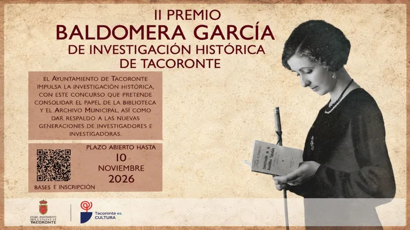 Tacoronte lanza la segunda edición del Premio Baldomera García de Investigación Histórica con 2.500 euros