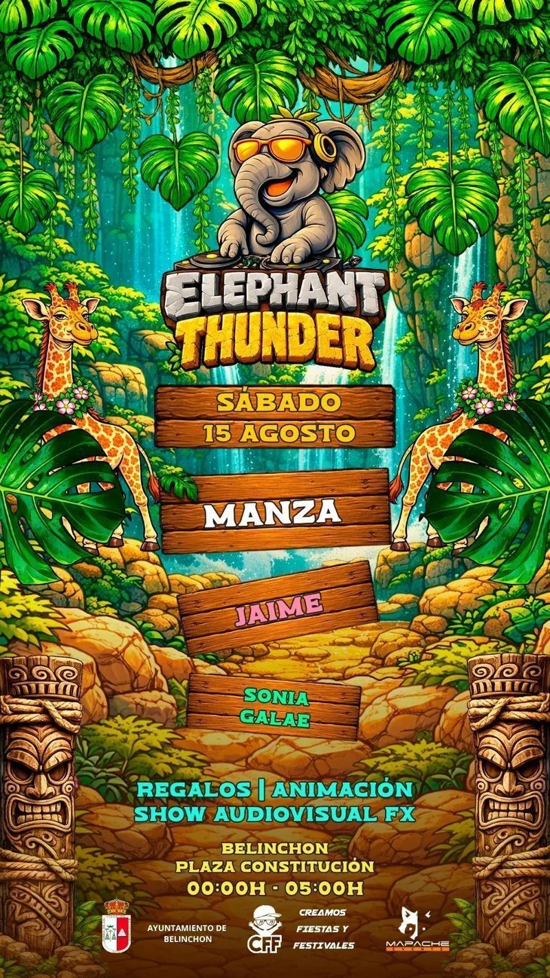 Belinchón celebra el verano con el festival 'Elephant Thunder' y fuegos artificiales