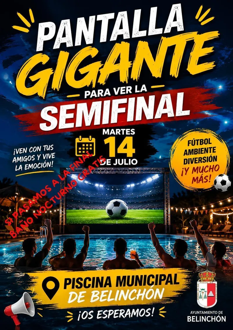 Belinchón celebra la semifinal España-Francia con pantalla gigante en la piscina municipal