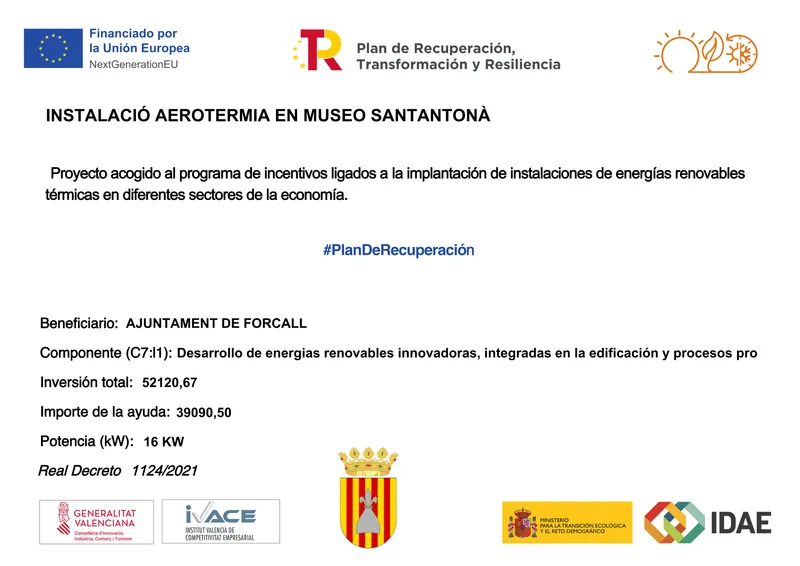 Forcall instala aerotermia en el Museo Santantonà con ayuda europea