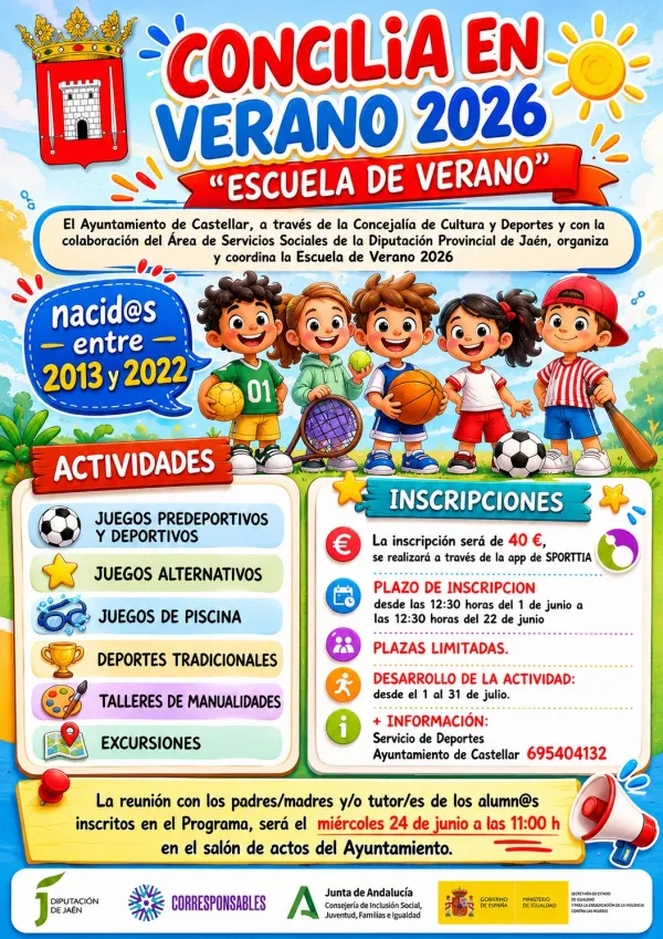 Castellar abre inscripciones para la escuela de verano 'Concilia en Verano 2026'
