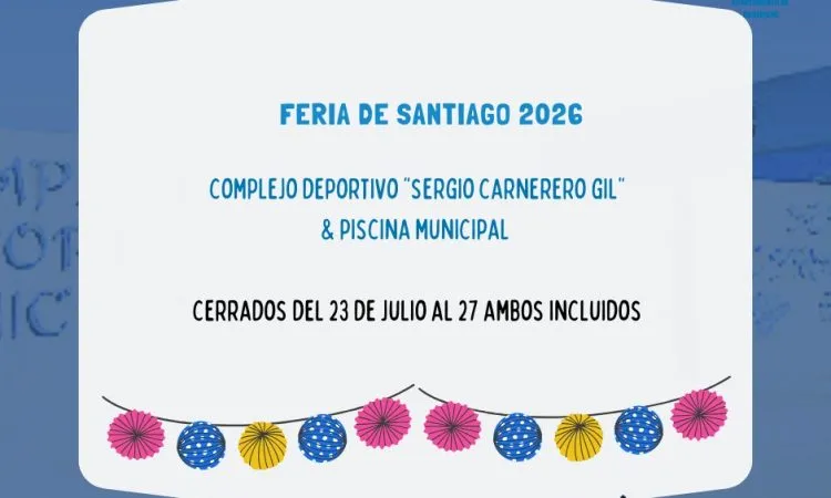 Cierres temporales en la Piscina y el Polideportivo de Casariche por la Feria de Santiago