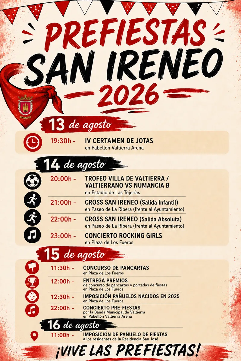 Valtierra calienta motores para San Ireneo con un programa de prefiestas del 13 al 16 de agosto