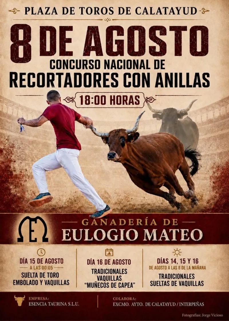 Calatayud acoge el Concurso Nacional de Recortadores el 8 de agosto