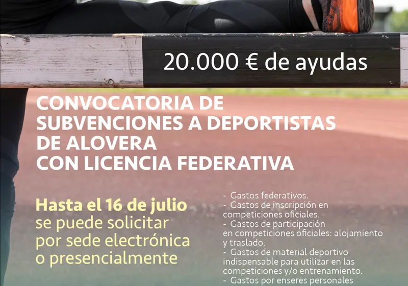 Alovera abre el plazo para subvenciones a deportistas locales con 20.000 euros