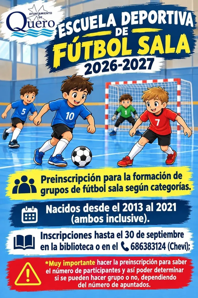 Abre la preinscripción para la Escuela Deportiva de Fútbol Sala de Quero