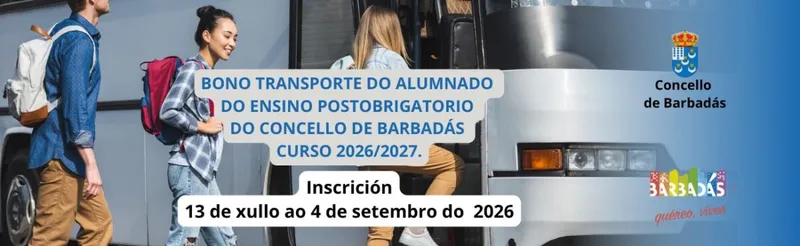 Barbadás abre el plazo para el Bono Transporte de Bachillerato 2026/2027