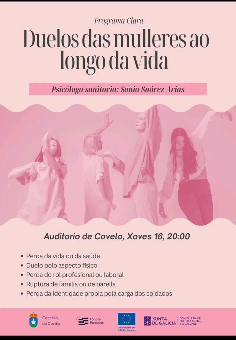 Covelo organiza un taller sobre el duelo femenino en el Auditorio Municipal